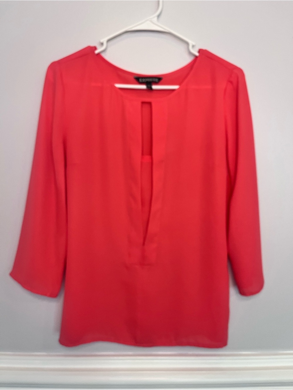 Express Coral Split-Front Blouse